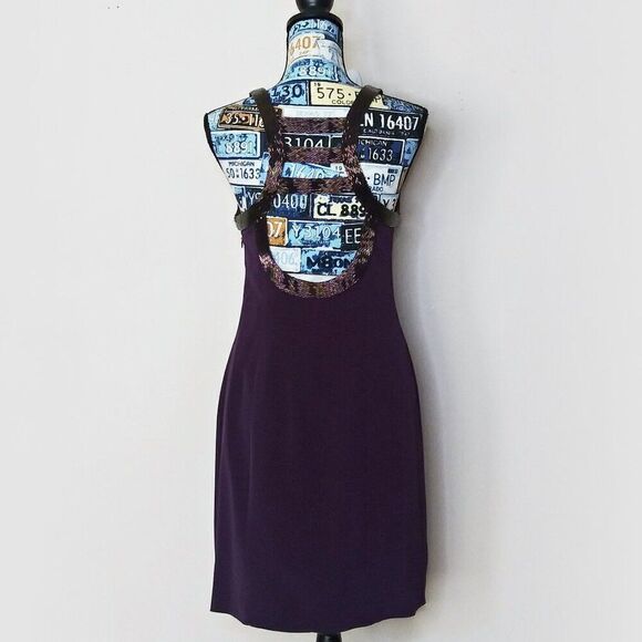 VTG 90s NITELINE Della Roufogali Beaded Cocktail Sheath Dress Open Cage Back 4 - Picture 15 of 15